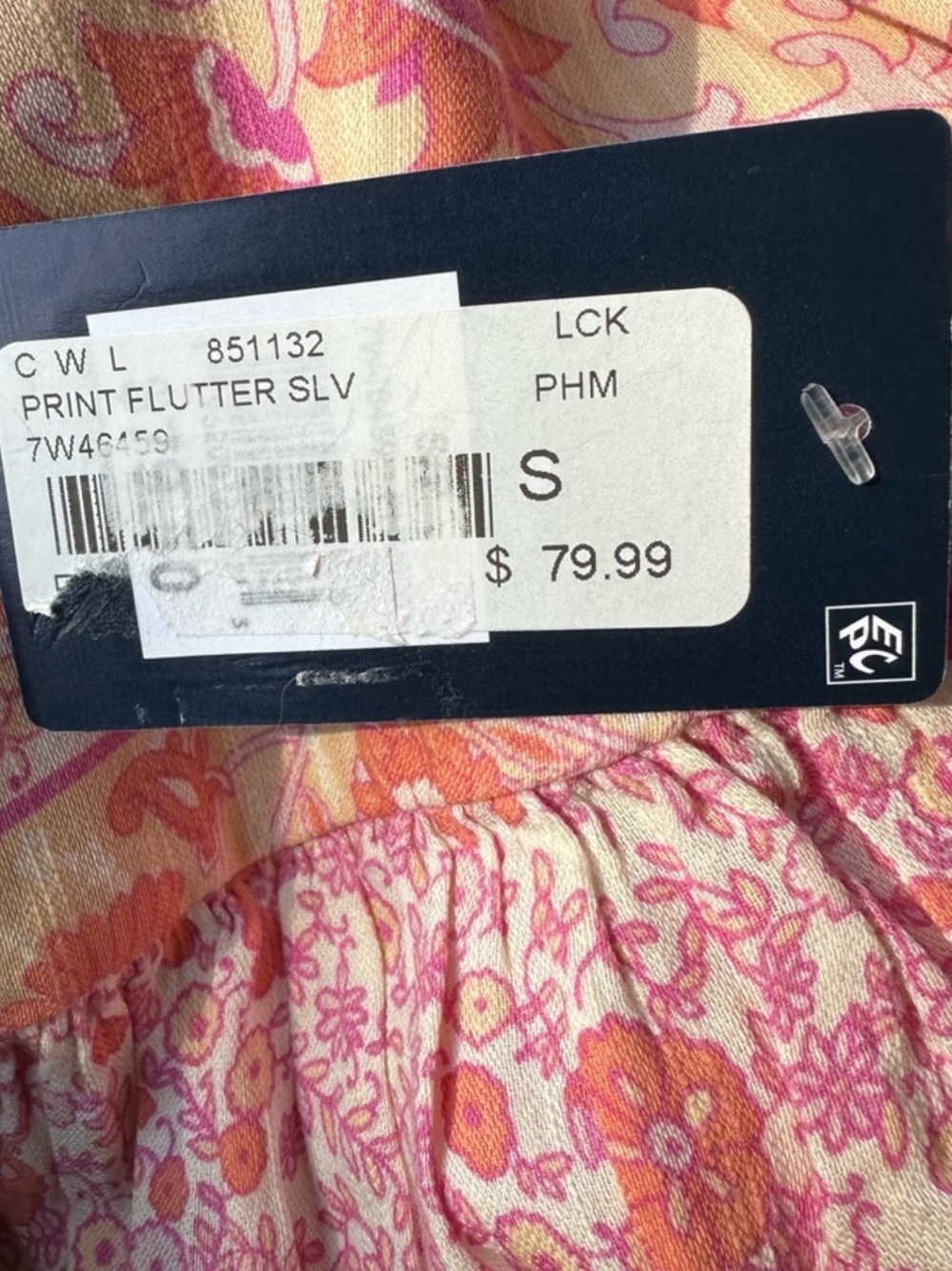 Lucky Brand Floral Boho Peasant Blouse Pink Cotton Modal Flutter Sleeve NWT - Picture 7 of 10